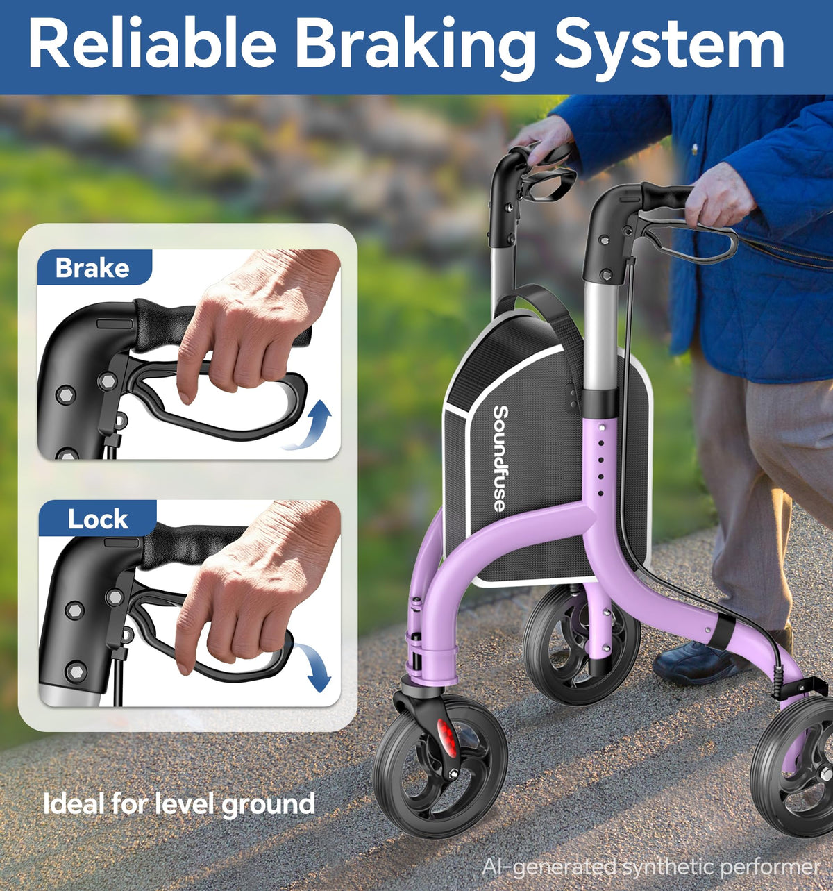 Lightweight Foldable Aluminum 3 Wheel Walkers A643