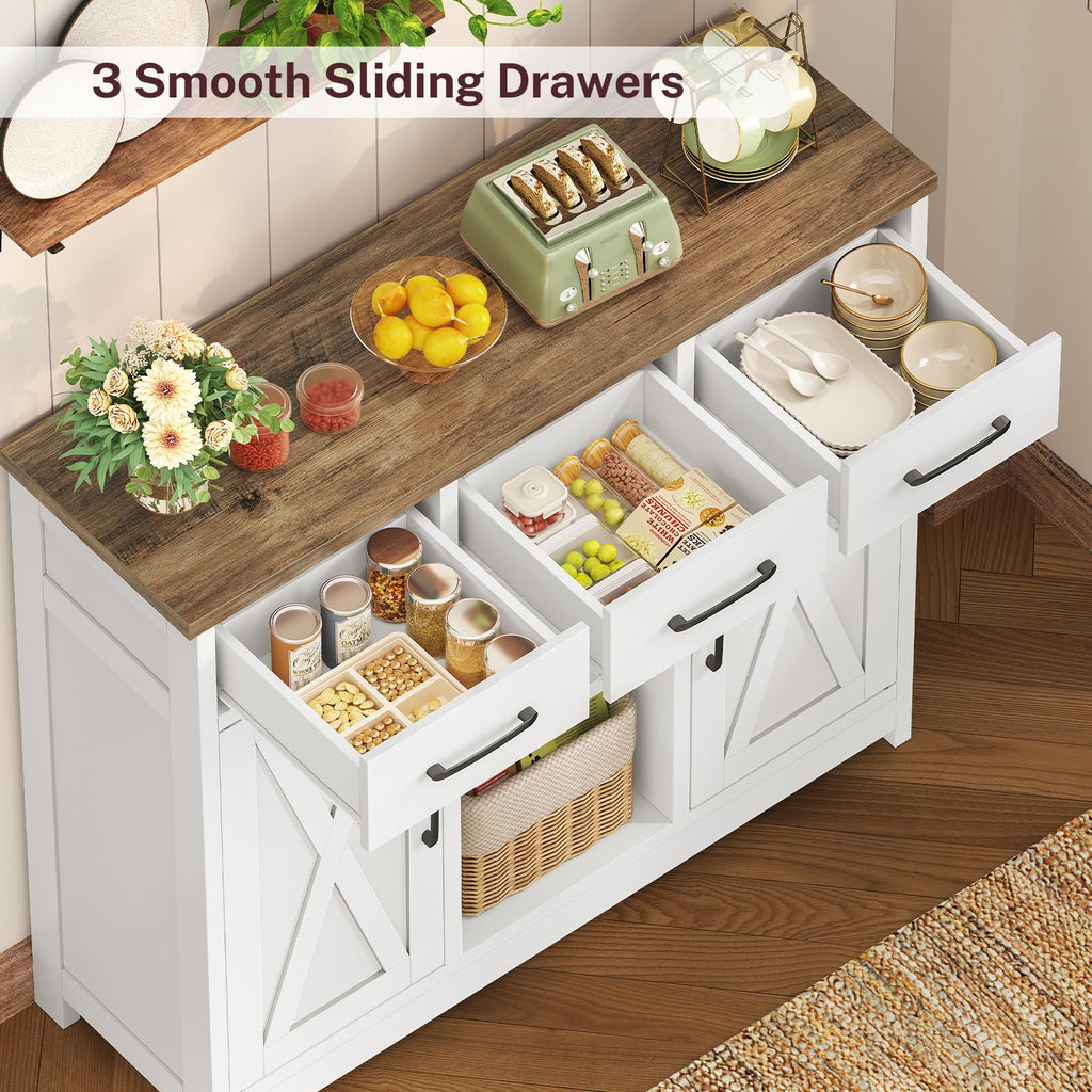 White Storage Cabinet with 3 Drawers and 2 Doors B61535