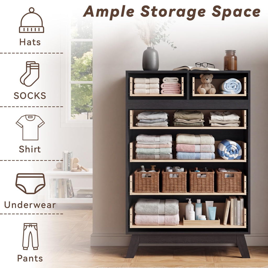 Black 6 Drawer Dresser I7100