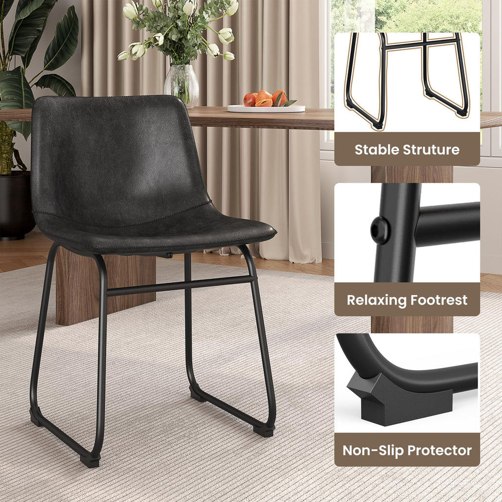 Black PU Leather Dining Chairs Set of 6 D145