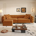 Orange Velvet Convertible Sleeper Sofa with Ottoman F102