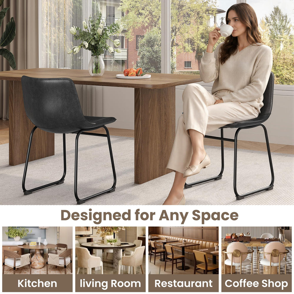 Black PU Leather Dining Chairs Set of 6 D145
